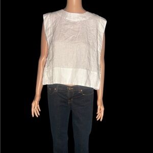 NWOT MADEWELL LINEN SLEEVELESS spring summer top . Sz sm